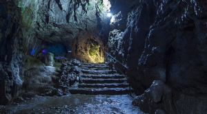 Wookey Hole Cave with boat